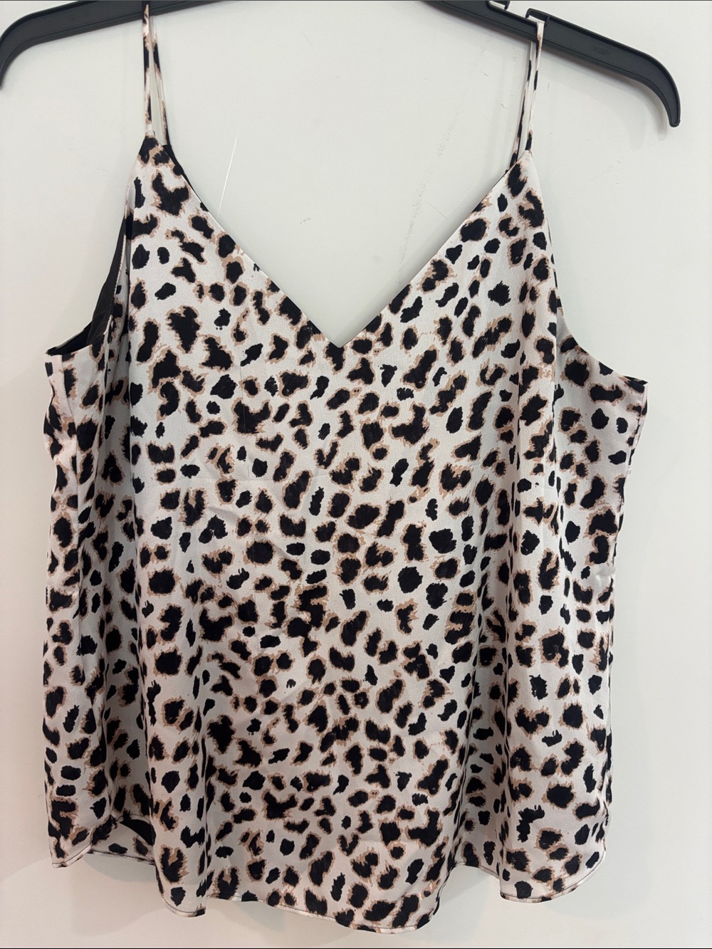Express Leopard Print V-Neck Cami in White, Tan & Black